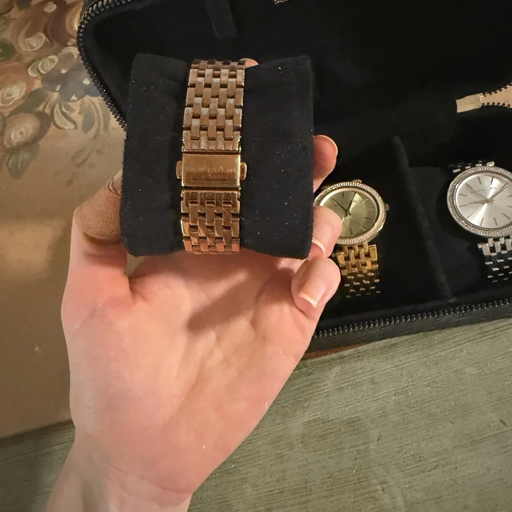 Michael Kors Watch Bundle Gold, Rose, and Silver + Travel Case - Picture 4 of 11